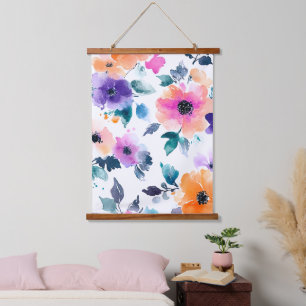 Tapisserie Suspendue Jardin de printemps vintage floral aquarelle