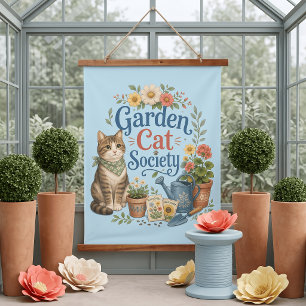 Tapisserie Suspendue Jardin Société Féline Cottagecore Florales