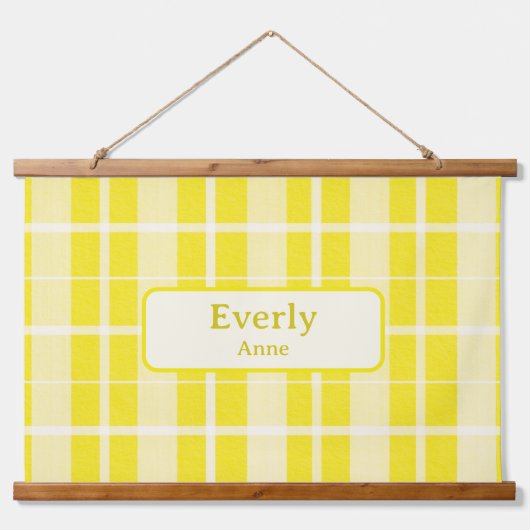 Tapisserie Suspendue Jaune Plaid Personnalisé Nom du bébé Signal Garde- (Devant)