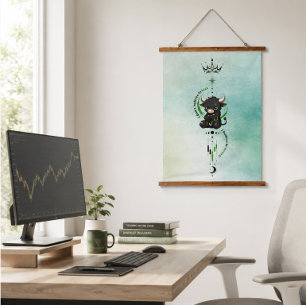 Tapisserie Suspendue Je crois en moi-même Aquarelle Menthe Taureau Trad