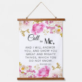 Tapisserie Suspendue Jeremiah 33:3 Appel à moi Pink Floral Scripture (Recto)