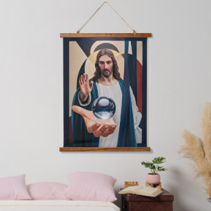 Tapisserie Suspendue Jésus dans l'élégance néo-cubiste Abstrait moderne