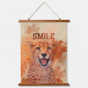 Tapisserie Suspendue joli cheetah souriant aquarelle peinture
