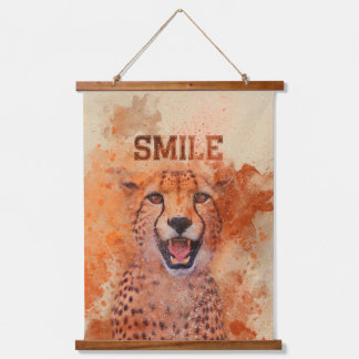 Tapisserie Suspendue joli cheetah souriant aquarelle peinture