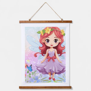 Tapisserie Suspendue Jolie Fée Fille Décoration Murale Fleurie Poster