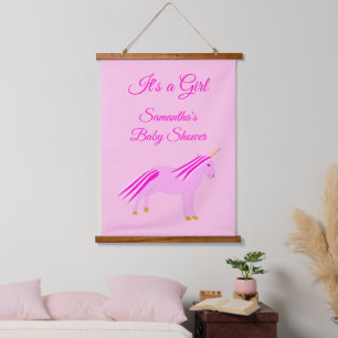 Tapisserie Suspendue Jolie fille rose bébé Unicorn Baby shower personna