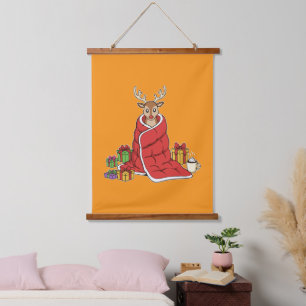 Tapisserie Suspendue Jolis Renne de Noël Cozy dans une Couverture Drôle