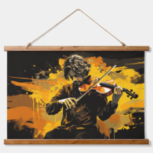 Tapisserie Suspendue Joueur de violon Peinture Art Décor Abstrait