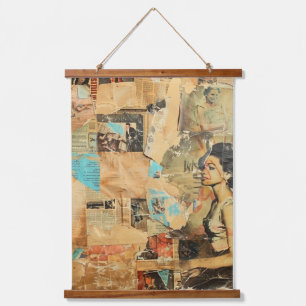Tapisserie Suspendue Journal antique femmes sépia bleu rétro