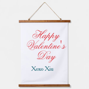 Tapisserie Suspendue Joyeuse Saint-Valentin rouge bleu xoxo amour nom