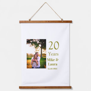 Tapisserie Suspendue Joyeux 20e anniversaire nom couple date or