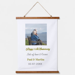 Tapisserie Suspendue Joyeux 50e anniversaire de mariage nom date photo