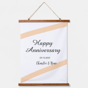 Tapisserie Suspendue Joyeux anniversaire de mariage lignes pastel orang