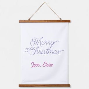 Tapisserie Suspendue joyeux noël nom bleu amour simple bleu violet