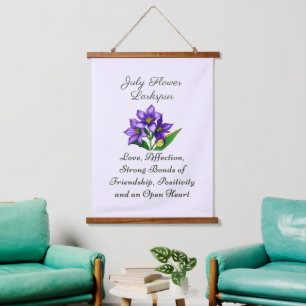 Tapisserie Suspendue Juillet Mois de naissance Fleur Larkspur Floral Ar