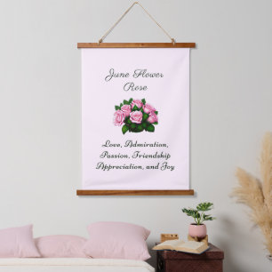 Tapisserie Suspendue Juin Mois de naissance Fleur Rose intemporel flora