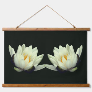 Tapisserie Suspendue Jumeaux de fleurs de lotus de nénuphar blanc