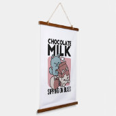 Tapisserie Suspendue Kawaii Chocolate Milk Cat – Cozy Drink & Cuteness (Angulaire)
