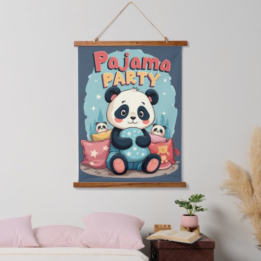Tapisserie Suspendue Kawaii Panda Pajama Party Cosy Slepov esthétique (Chambre à coucher)