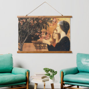 Tapisserie Suspendue Klimt Deux Filles avec Oleander Art Nouveau