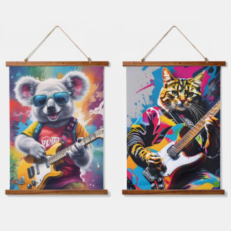 Tapisserie Suspendue Koala jouant de la guitare, du graffiti