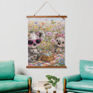 Tapisserie Suspendue Koalas profitant d'un pique-nique dans une prairie