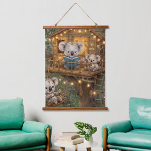 Tapisserie Suspendue Koalas profitant d'une cabane dans un arbre de la