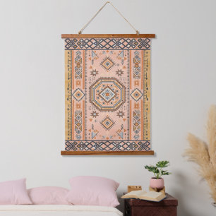 Tapisserie Suspendue Labyrinthe Doré – Géométrie Marocaine Moderne