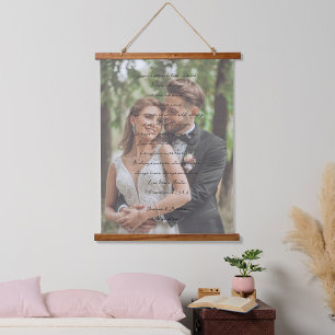 Tapisserie Suspendue L'amour ne manque jamais Texte avec image et noms
