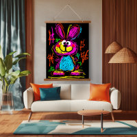 Lapin Néon Art Pop : Ludique et Vibrant