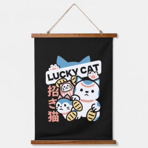 Tapisserie Suspendue L'art du chat chanceux – Maneki Neko avec pièce d'