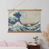 Tapisserie Suspendue L'art japonais vintage, la grande vague de Hokusai (Chambre à coucher)