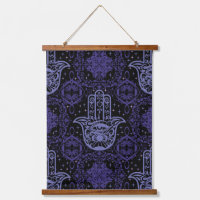 Lavande et noir Hamsa main belle