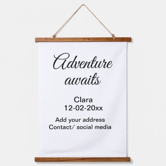 Tapisserie Suspendue L'aventure commence ajouter nom date année lieu (Recto)