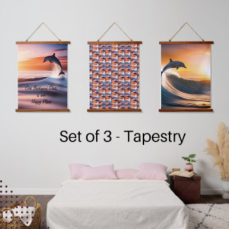 Tapisserie Suspendue Le dauphin joue. Lot de 3,