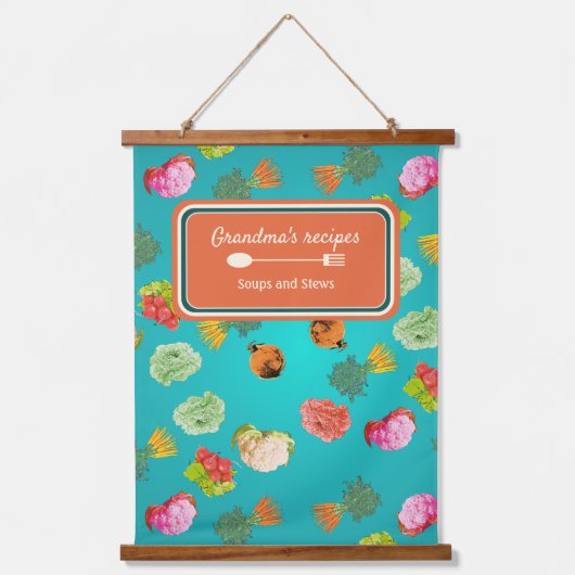 Tapisserie Suspendue Légumes motifs, carottes, chou-fleur (Recto)