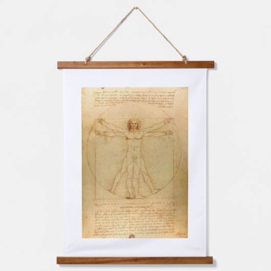 Tapisserie Suspendue Leonardo Da Vinci, Homme Vitruvien, Ratio D'Or (Recto)