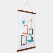 Tapisserie Suspendue L'ère atomique spatiale Carrés Abstraits Mi-siècle (Angulaire)