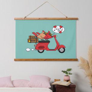 Tapisserie Suspendue Les amoureux du Cardinal Rouge sur Scooter