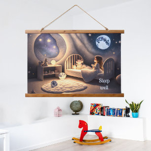 Tapisserie Suspendue Les filles prient au clair de lune et par étoile,