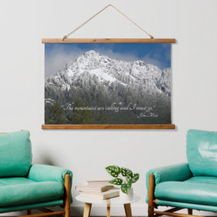Tapisserie Suspendue Les montagnes appellent Citation Snowy Mountain