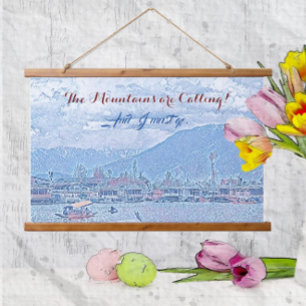 Tapisserie Suspendue Les montagnes appellent Vivid Blue Lake & Boat