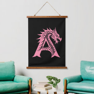 Tapisserie Suspendue Lettre A de style dragon, alphabet du dragon, mono