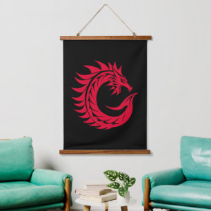 Tapisserie Suspendue Lettre C de style dragon, alphabet du dragon, mono
