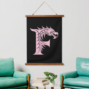 Tapisserie Suspendue Lettre F de style dragon, Alphabet Dragon, Monogra