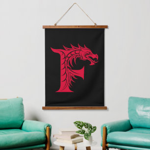 Tapisserie Suspendue Lettre F de style dragon, alphabet du dragon, mono