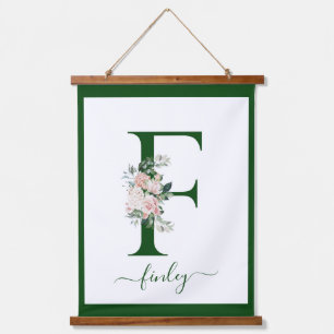Tapisserie Suspendue Lettre F Florale Monogramme