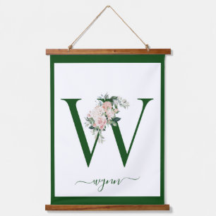 Tapisserie Suspendue Lettre Florale Monogrammée W