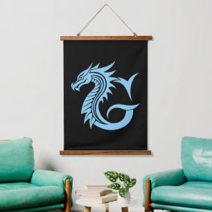 Tapisserie Suspendue Lettre G de style dragon, alphabet du dragon, mono