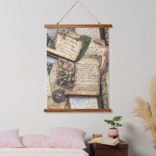 Tapisserie Suspendue Lettre Vintage romantique Collage avec Rose